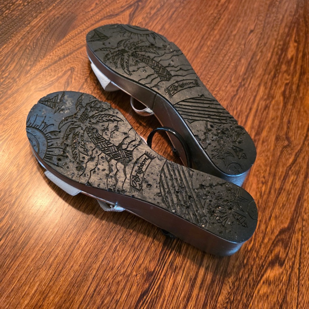 Brighton Harper Wedge Sandals White Silver Black Fashion Scoop Graphic Womens 8M - Picture 7 of 8